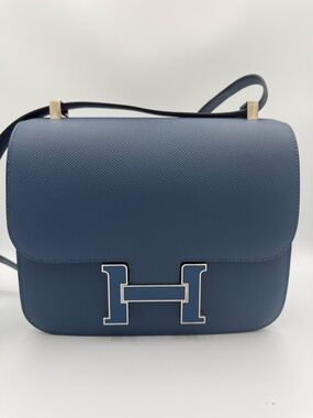 Hermes Constance Crossbody Bag in Navy Blue